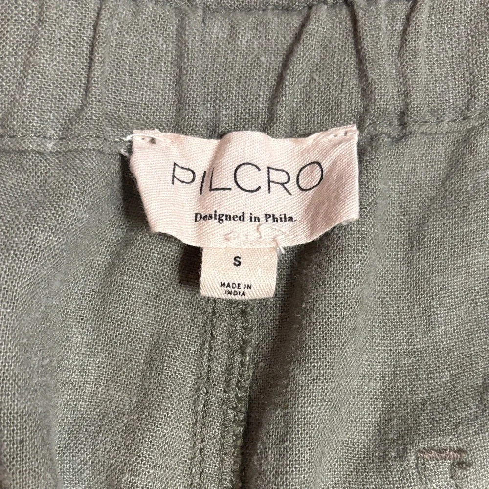 Pilcro Olive Green Linen Blend Elastic Waist Pants EUC Small - Picture 2 of 9